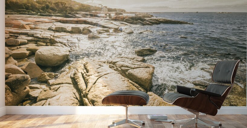 Peaceful sun flared Australian coastline Wall Murals