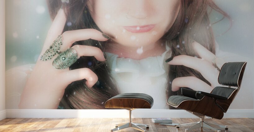 Beautiful enchanting snow princess woman Wall Murals