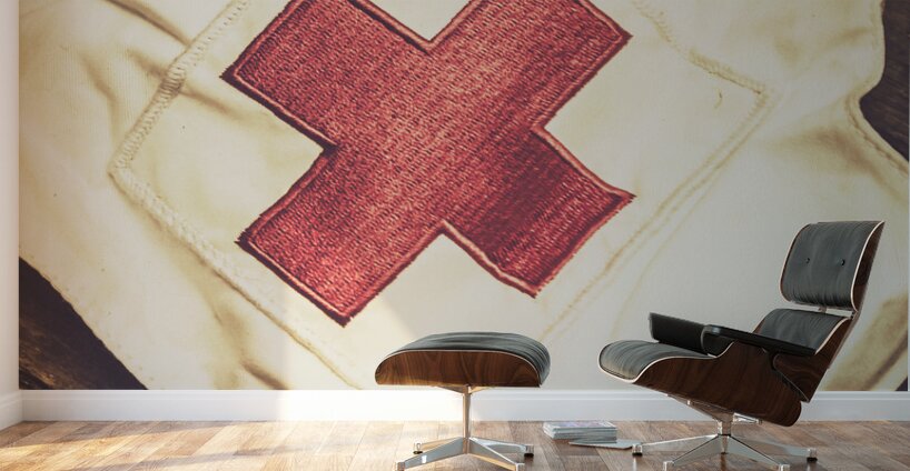 Antique nurses hat with red cross emblem Wall Murals