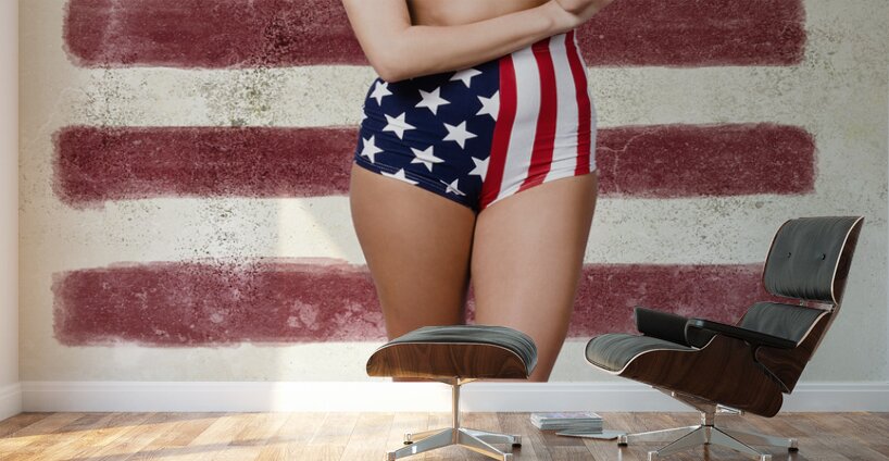 Grunge pin up woman in american fashion style Wall Murals