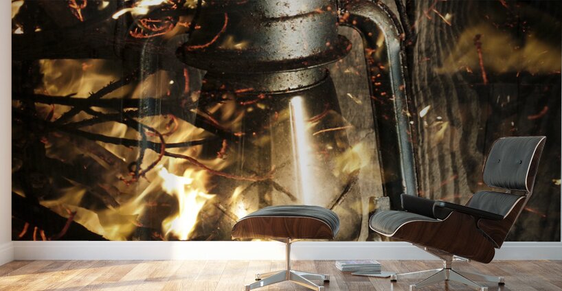 Cosy open fire. Cottage artwork Wall Murals