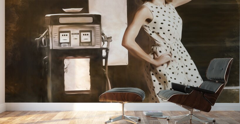Gas and oil painting pinup  Wall Murals