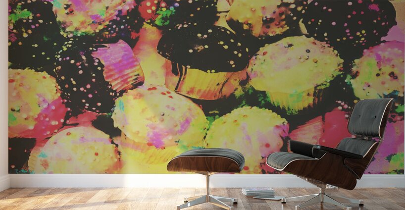 Rainbow color cupcakes Wall Murals