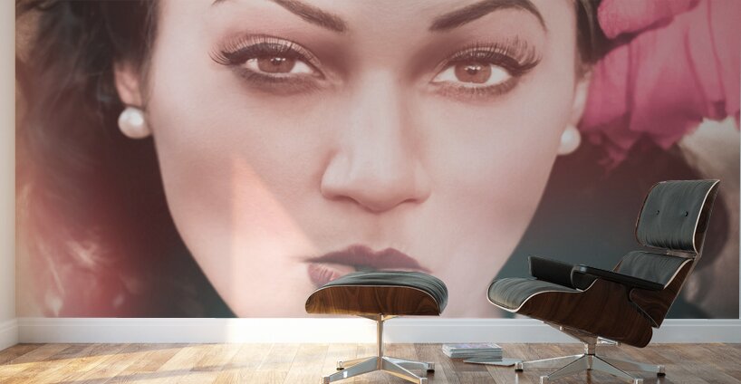 50s pin up girl drinking soda at roadside drive-in Wall Murals