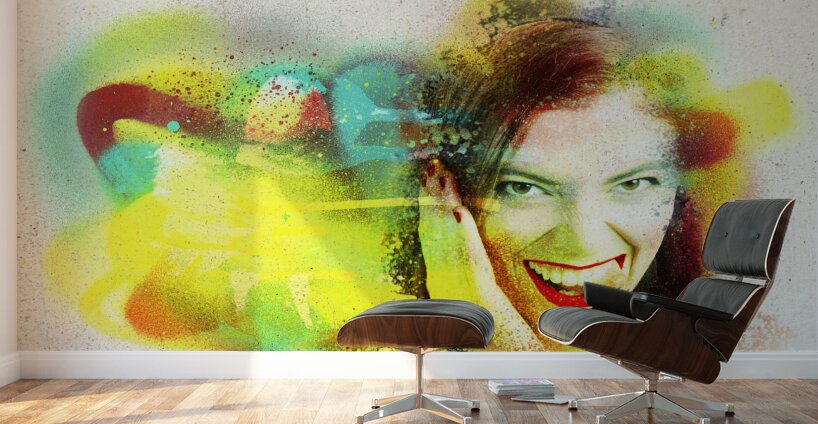 Crazy pin-up graffiti Wall Murals