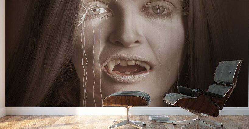 Vintage halloween portrait. Gothic vampire girl Wall Murals