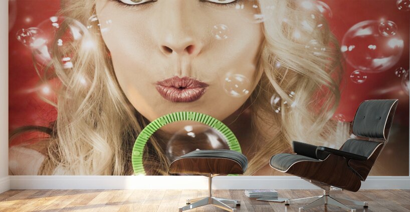 Beautiful Female Santa Making Christmas Wish Wall Murals