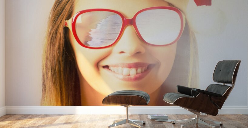 Santa hat woman celebrating Christmas in Australia Wall Murals