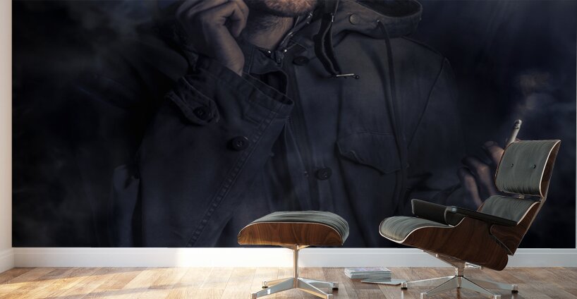 Anxious Australian SAS soldier on night watch Wall Murals