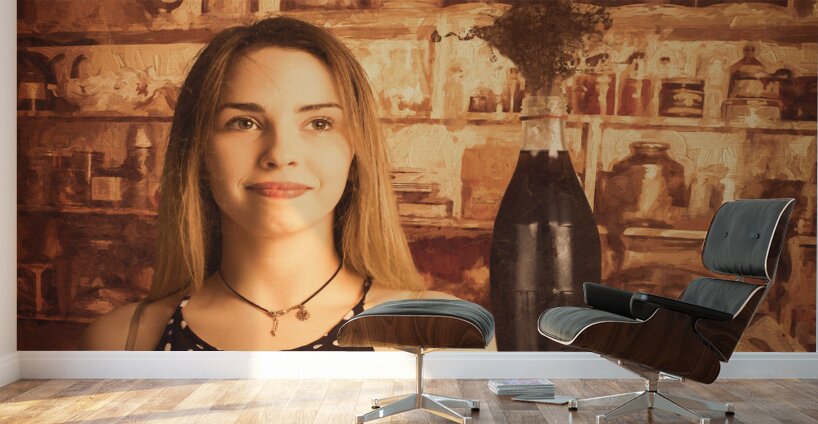 Retro cafe tin sign waitress Wall Murals