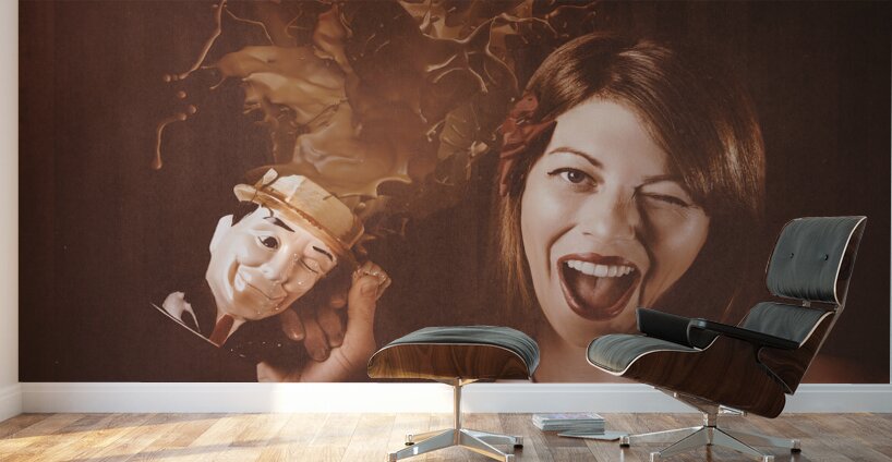 Happy Oktoberfest woman making a stein beer splash Wall Murals