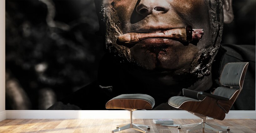 Horror zombie with finger food. Bad taste Wall Murals