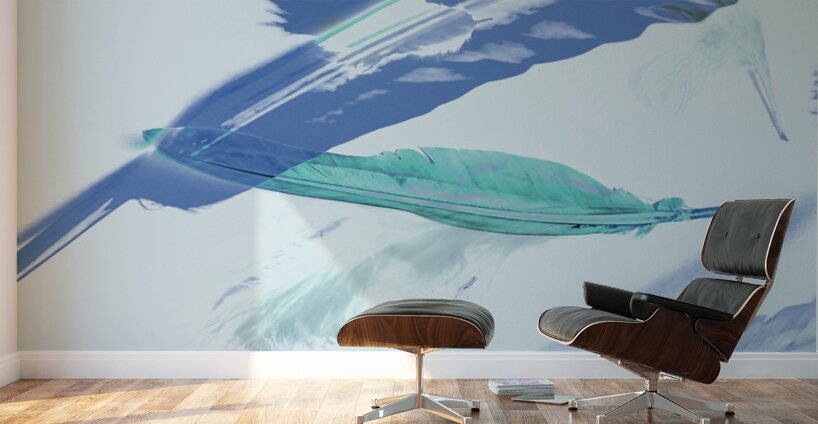 Blue toned artistic feather abstract Wall Murals