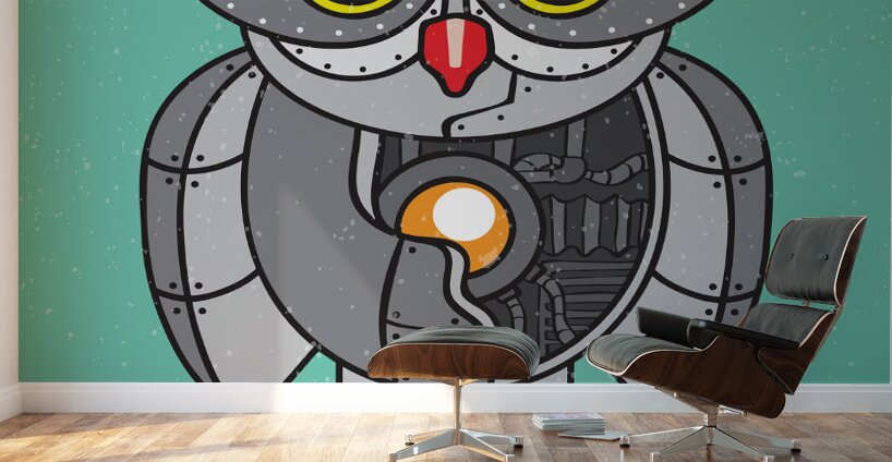Mechanical owl artwork Wall Murals