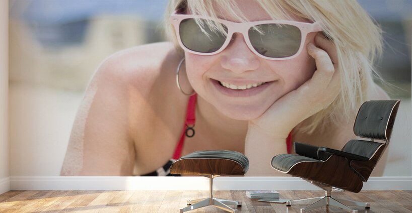 Woman Relaxing On Beach Wall Murals