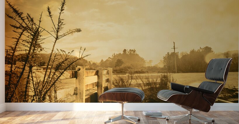 Country river crossing landscape Wall Murals