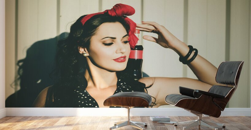 Retro advert. Seventies drive-thru gals Wall Murals