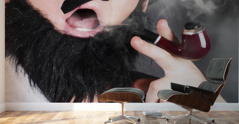 Comic private eye detective smoking pipe Wall Murals