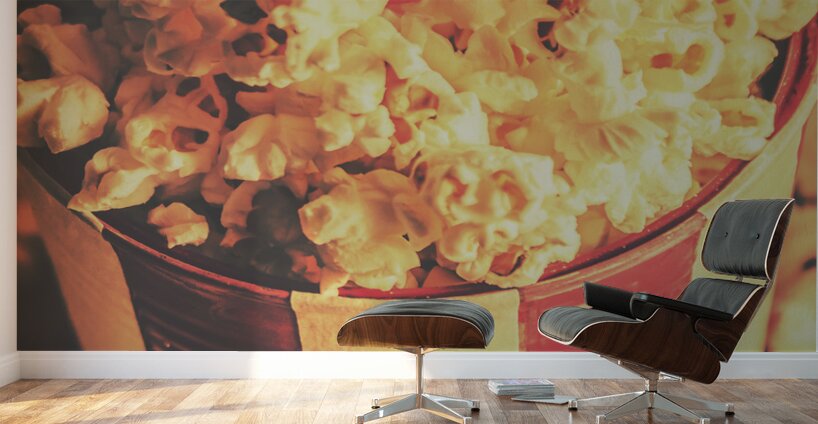 Retro film stub and movie popcorn Wall Murals