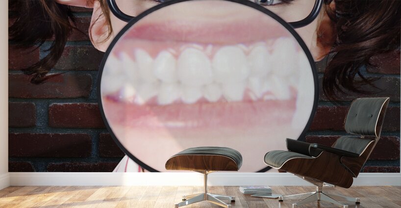Funny Dentist Showing White Teeth And Big Smile Wall Murals
