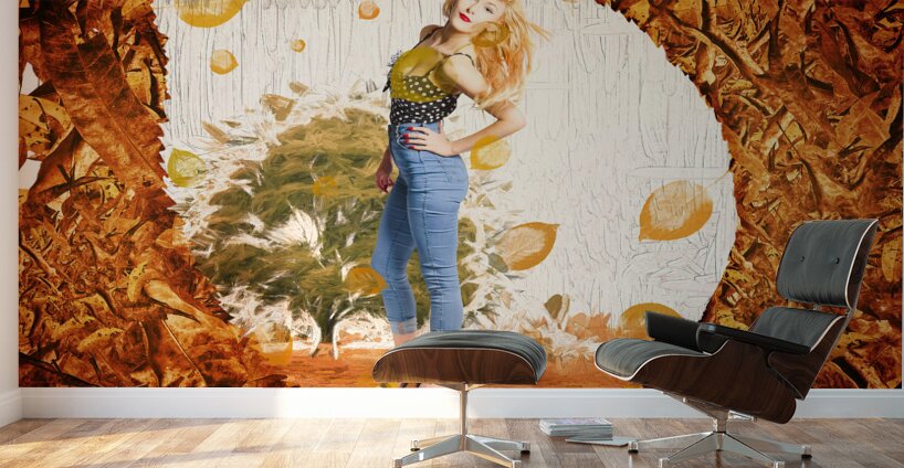 Autumn postcard pinup Wall Murals