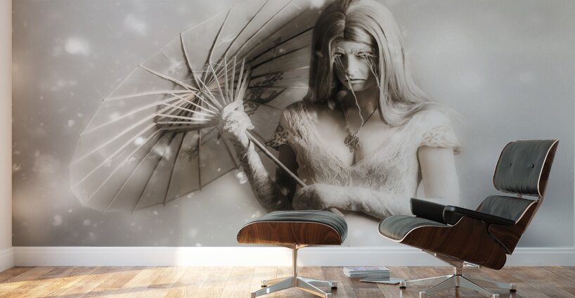 Dark vampire in a forsaken winter wonderland Wall Murals