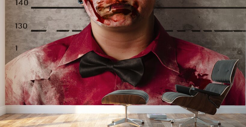 Monster police mug shot. Creepy criminal Wall Murals