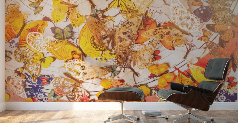 Butterflies and maps Wall Murals