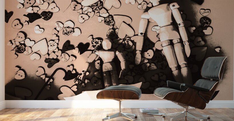 Umbrella boats on heart bay Wall Murals