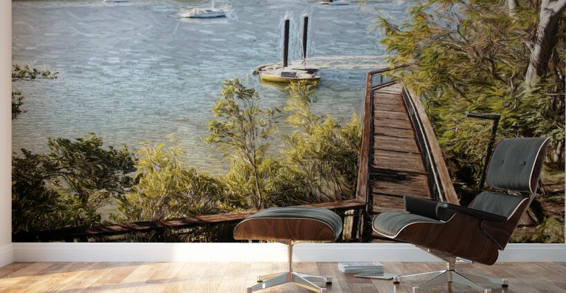 Tranquil River Boardwalk Wall Murals