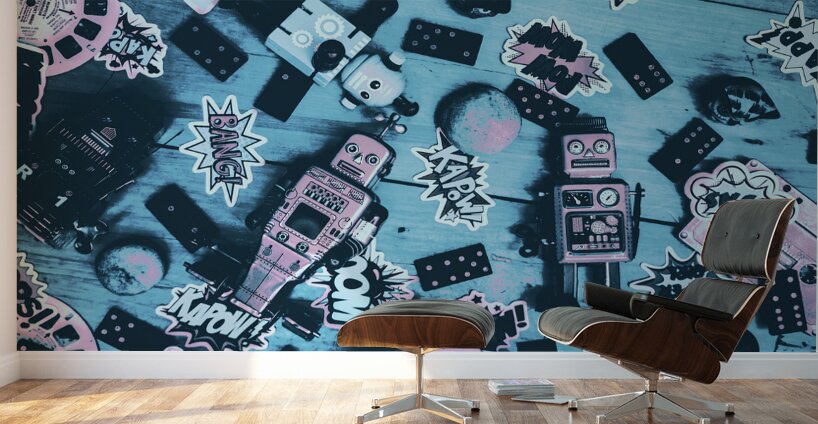 Robot Comic Strip Wall Murals