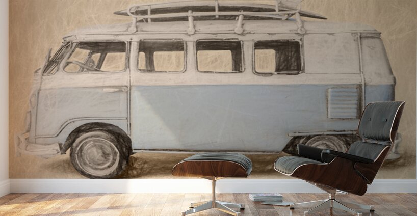 Bygone Beach Bus Wall Murals
