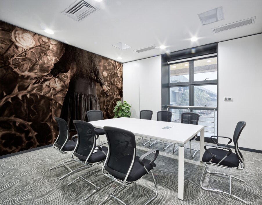 Fairy tale girl walking through secret garden Wall Printing