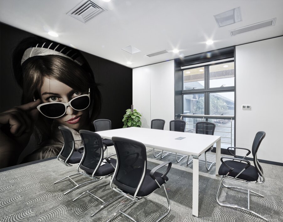 Face of dark retro fashion. Female pin-up beauty Wall Printing