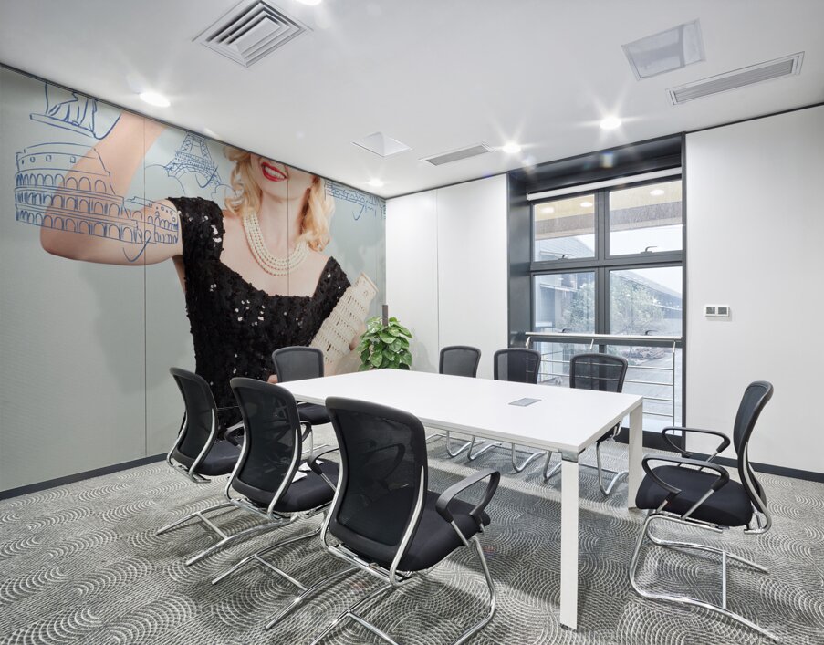 Blond woman drawing a travel landmark illustration Wall Printing