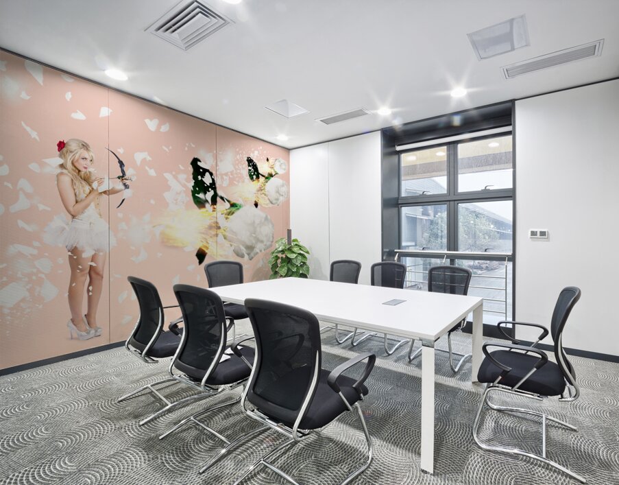 Beautiful cupid woman firing romance arrows Wall Printing