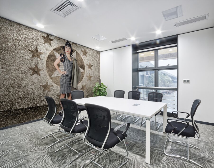 Asian military pinup girl in retro air force style Wall Printing