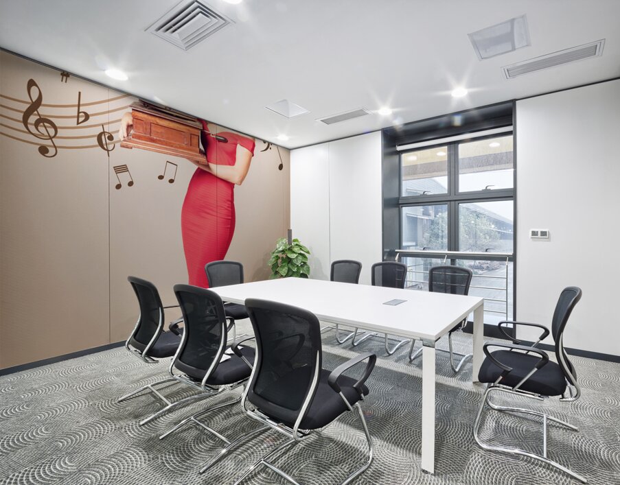 Pin-up at the disco. Vintage woman with gramophone Wall Printing
