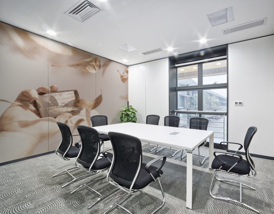 Smart phone catching a serene autumn landscape Wall Printing