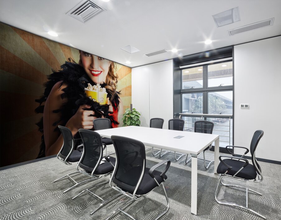 Vintage Woman Eating Popcorn At Movie Premiere Wall Printing