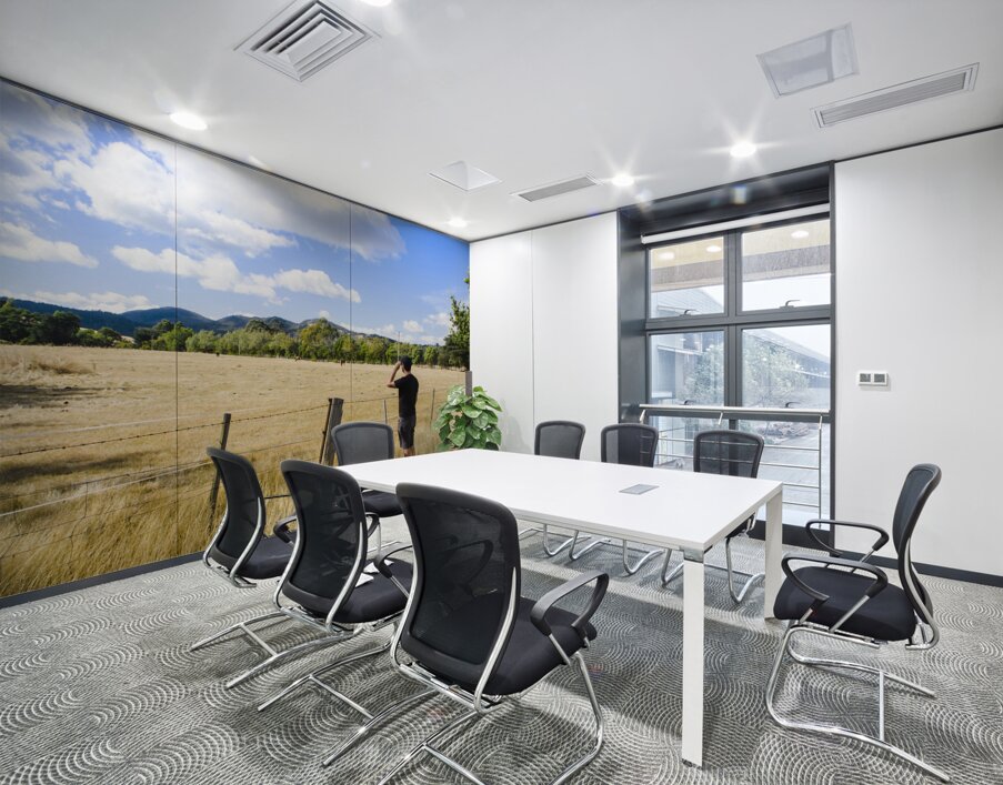 Man enjoying a rural farm landscape in Hobart Wall Printing
