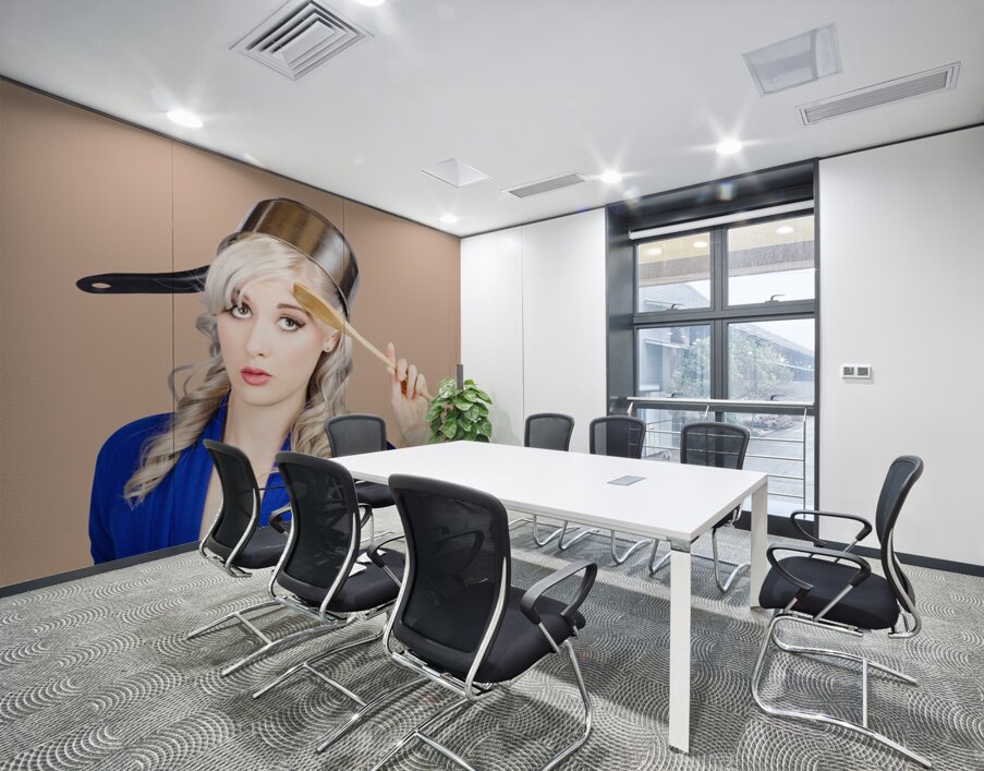 Funny pin up housewife saluting for cooking duties Wall Printing