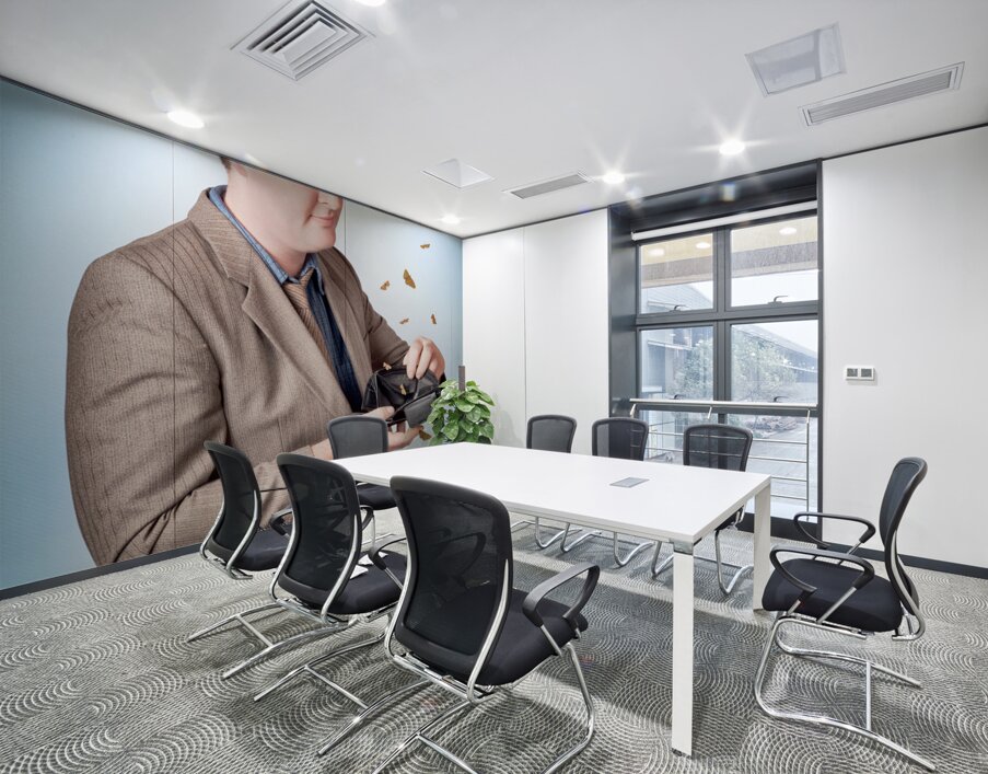 Consumer making discount purchase with moth wallet Wall Printing