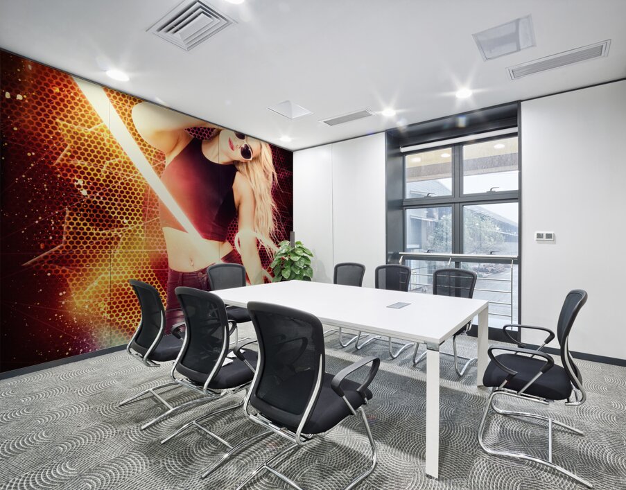 Clubbing trance girl dancing around 70s disco Wall Printing