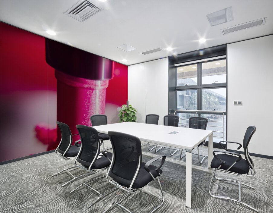 Pink lipstick pressed on surface Wall Printing