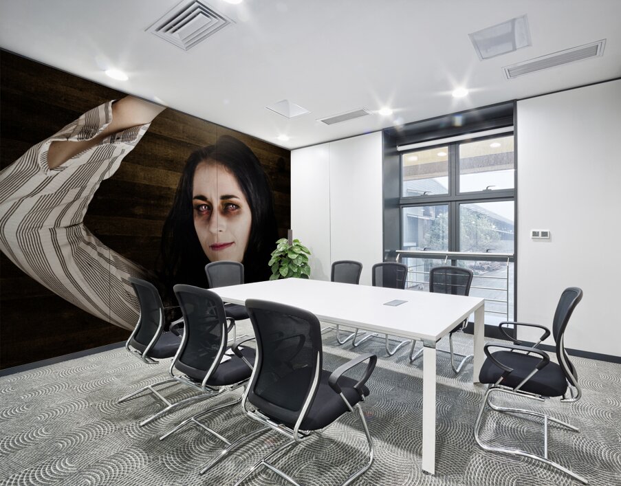 Creepy attic girl with bright halloween ideas  Wall Printing