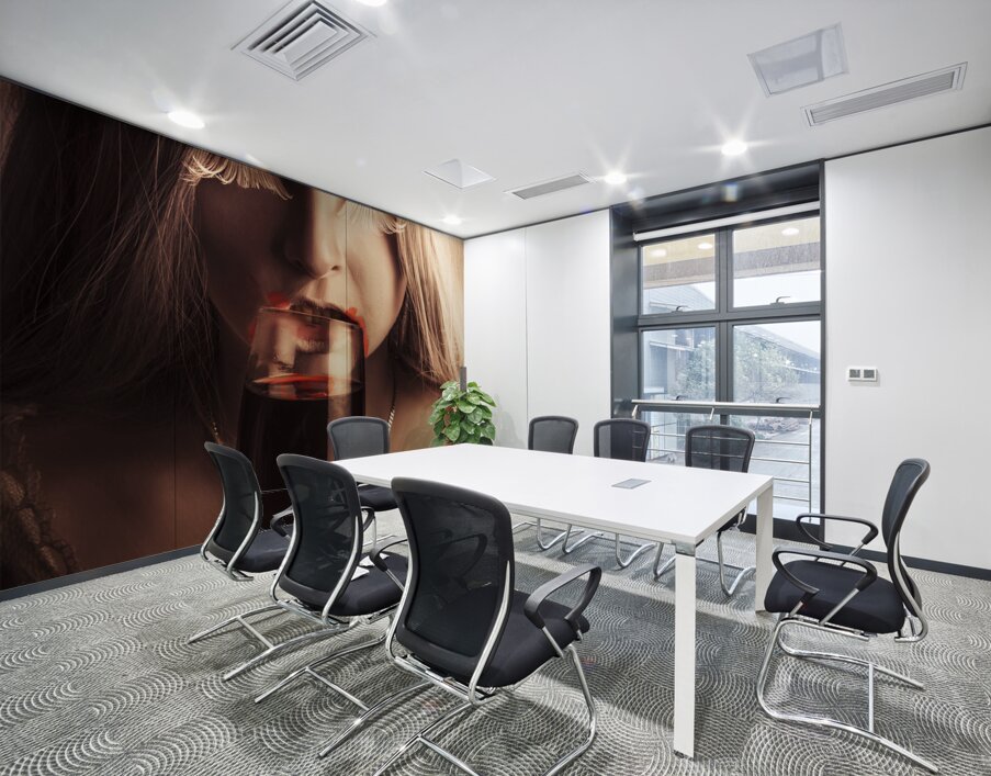 Vampire girl with holding glass of blood Wall Printing