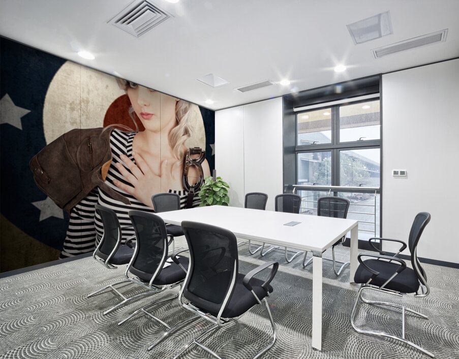 Military pin up woman taking airplane pilot oath Wall Printing