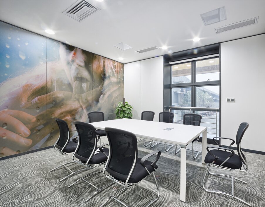 Scary horror zombie licking human hand at window Wall Printing