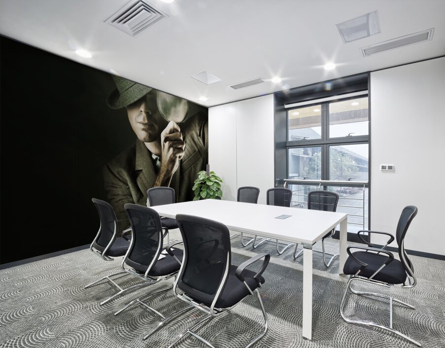 Vintage Undercover Spy On Dark Background Wall Printing